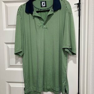 FootJoy Navy and Green Striped Polo Shirt
